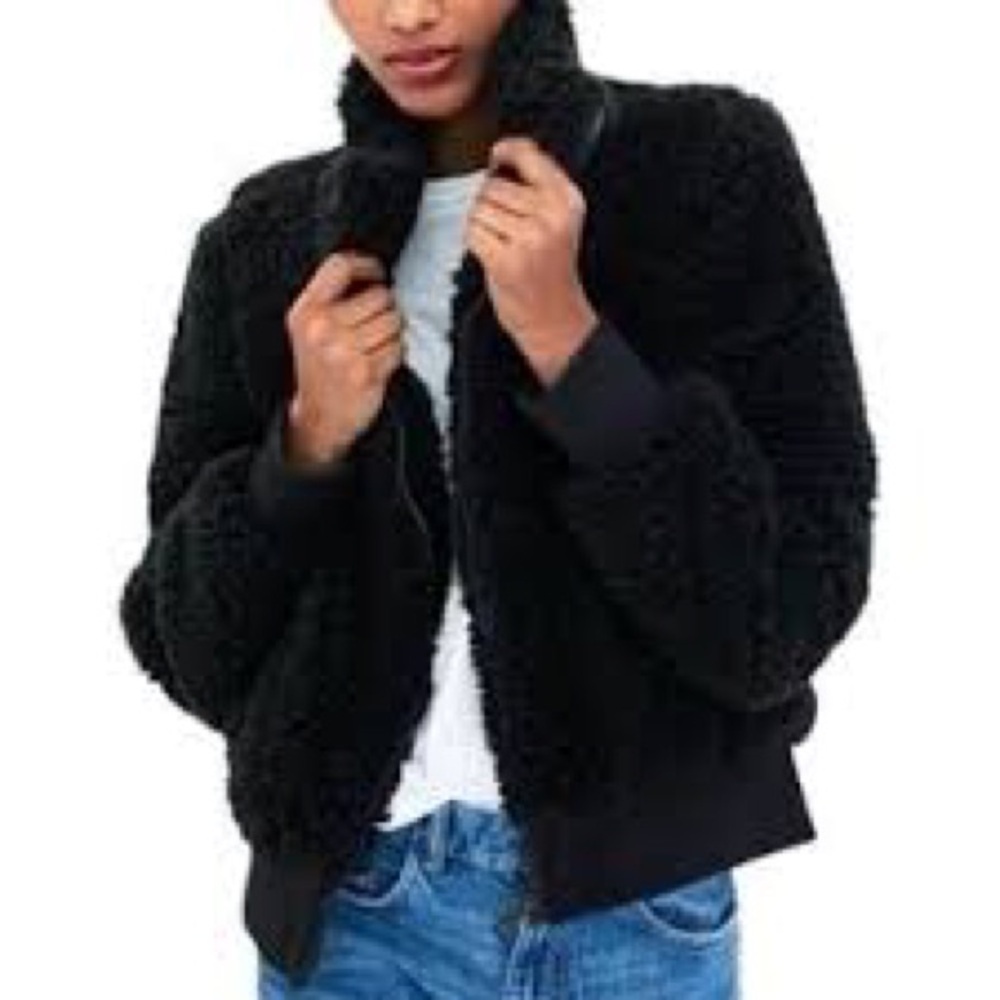 Zara Teddy Crop Jacket || Black - Picture 13 of 13